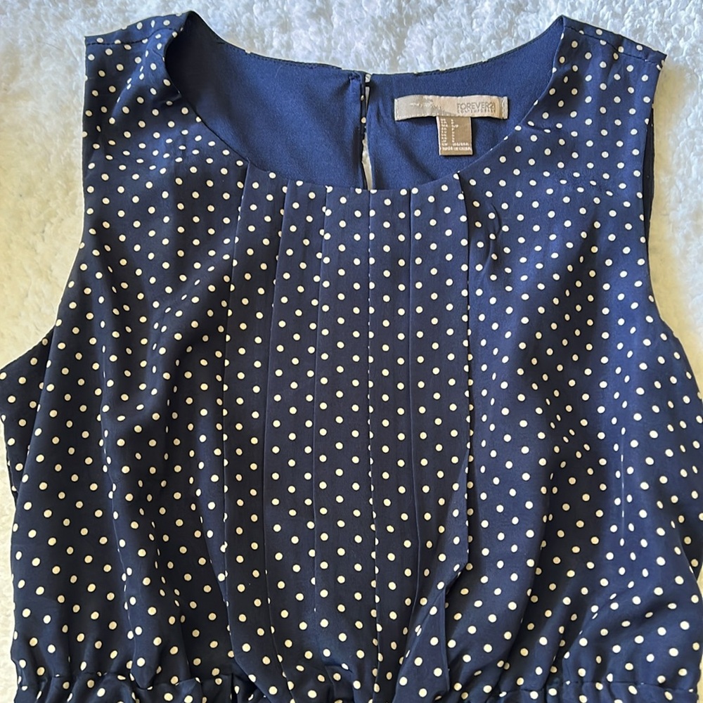 Polko dots dress, Dark blue and white, Forever 21,
